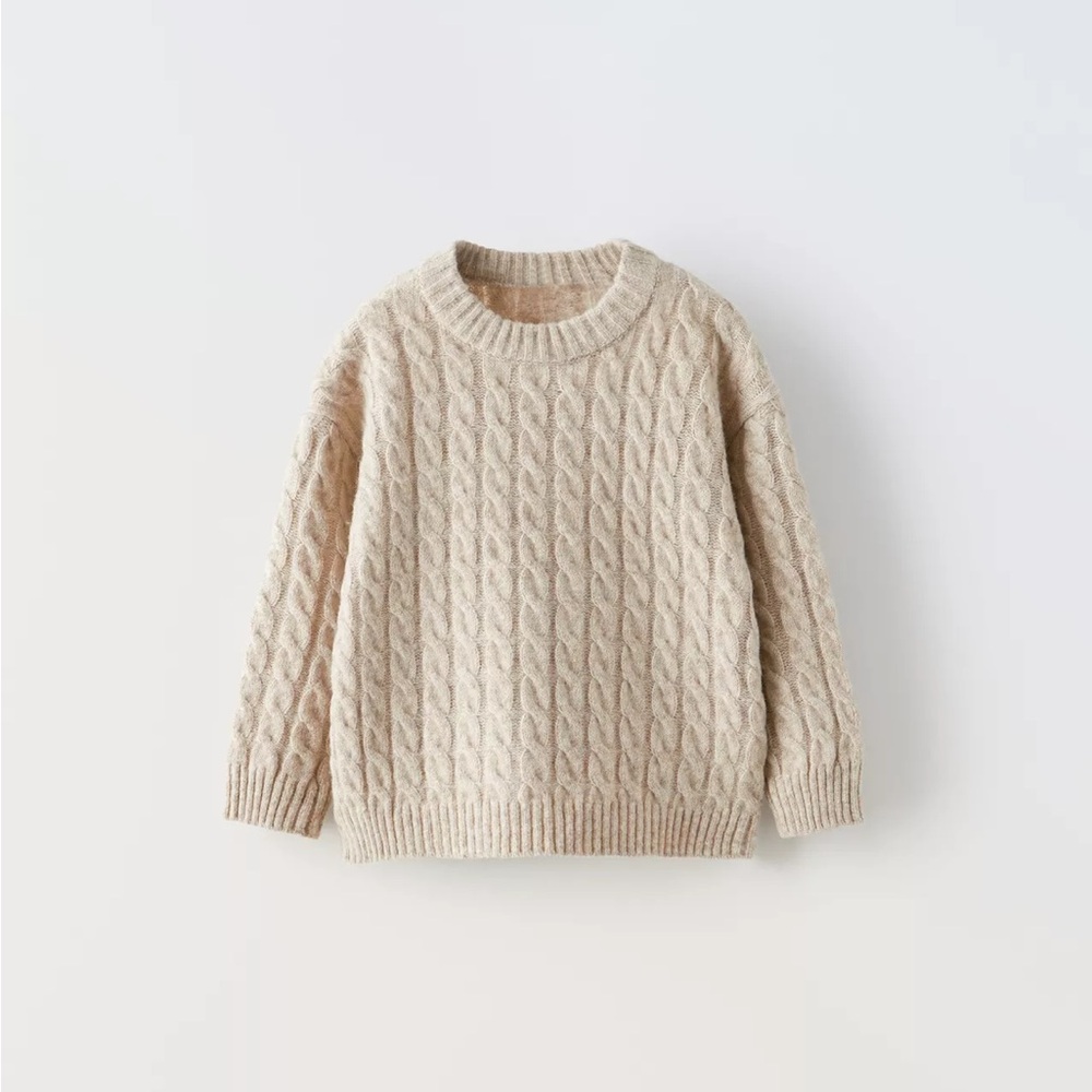 NWT Zara 3-4Y cable knit sweater light beige